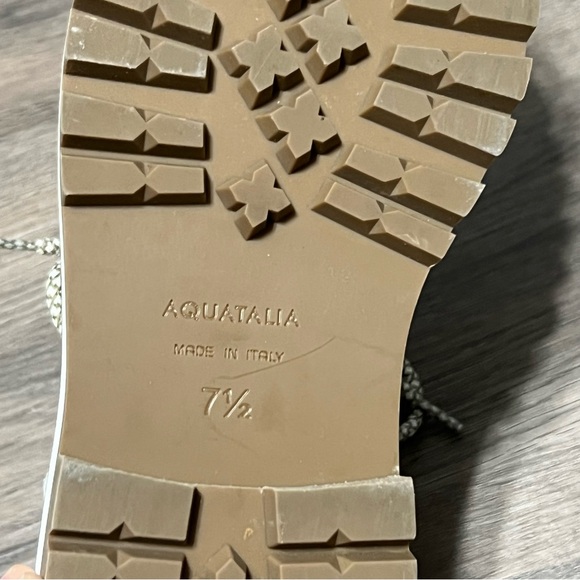 Aquatalia 7.5M Ankle Boots White Leather Shearling Lace Up Weatherproof Italy - Picture 7 of 9
